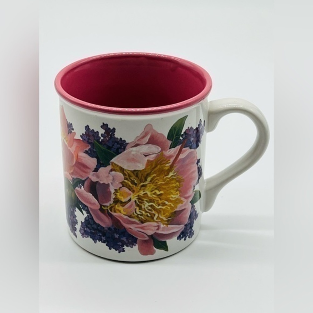 Vintage 1994 Floral Mug “Peonies and Lilacs” JULIE INMAN Potpourri Designs